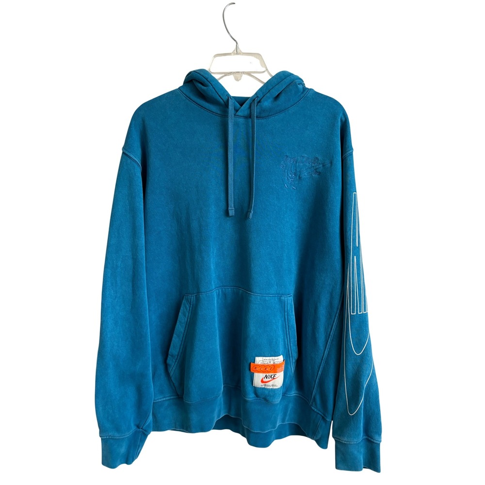 Vintage Nike Sportswear Authentically Distorted Graphic Hoodie Teal Blue Mens L